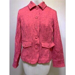 Coldwater Creek bright pink rose textured 5 button jacket